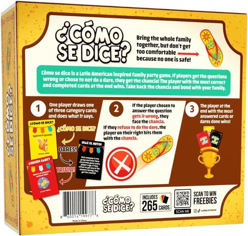 Viral Studios ¿Cómo Se Dice? – Hilarious Spanish Party Card Game, “Chancla" Included | Funny Latino Game for Families & Adults Game Night | Spanish Trivia for No Sabo Kids | 3+ Players in Saudi Arabia