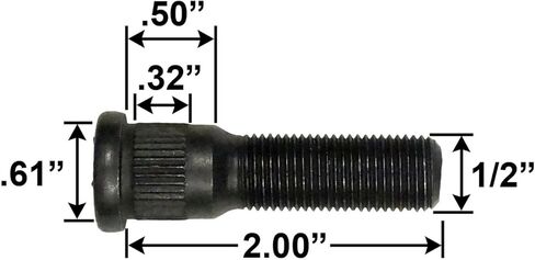 007-122-00 SIX (6) for Dexter 1/2"-20 x 2 Press-in Trailer Wheel Stud Lug Axle Hub .61 in Kuwait