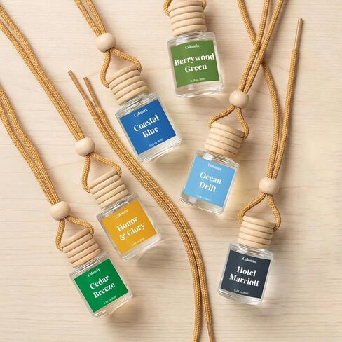 معطرات هواء السيارة، معطر السيارة المعلق باللون الأزرق الساحلي من كولوميكس، عبوتين، مزيل رائحة الزيت العطري التلقائي، رائحة طبيعية تدوم طويلاً، ملحقات موزع روائح السيارة لمرآة الرؤية الخلفية in Kuwait