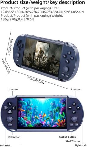 5.1 Inch Portable Retro Video Game Console Nostalgia Handheld Gaming Eevice MP4 MP3 Music Children's Electronic Game Toys Birthday Suitable for Home/Outdoors/Travel in Saudi Arabia