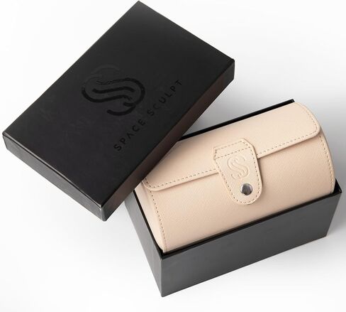 Travel Jewelry Case - Jewelry Organizer Case for Watch, Earring, Bracelet, Ring - Ideal Gift for Women, Travel Case Vegan Leather (Ivory Mist/Lilac Bloom) in Saudi Arabia