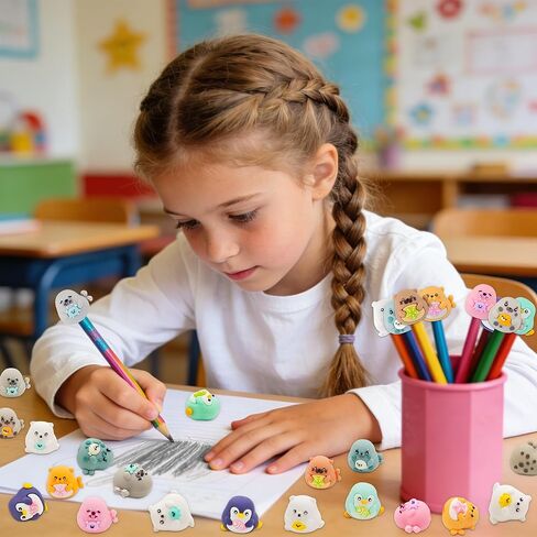 20 pcs Ocean Animal Pencil Topper Erasers for Kids Classroom Prizes, 3D Funny Pencil Top Erasers for Kids Class Treasure Box,Game Rewards,Party Favors, Non-Removable in Saudi Arabia