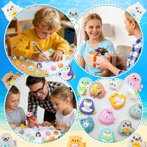 20 pcs Ocean Animal Pencil Topper Erasers for Kids Classroom Prizes, 3D Funny Pencil Top Erasers for Kids Class Treasure Box,Game Rewards,Party Favors, Non-Removable in Saudi Arabia