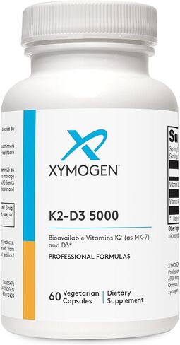 XYMOGEN K2-D3 5000 - Vitamin D3 K2 - Bioavailable Vitamin D 5000 IU (Cholecalciferol) with MK-7 - Heart, Arterial, Bone Health + Immune Support Supplement (120 Capsules) in Saudi Arabia