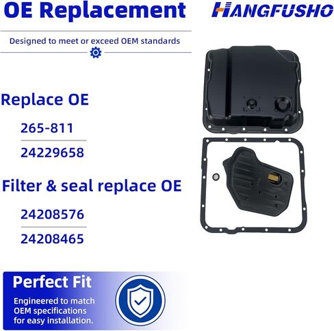 [HANGFUSHO] طقم وعاء زيت ناقل الحركة الأوتوماتيكي مع فلتر وحشية، يستبدل 265-811 24229658، متوافق مع Chevy Silverado Tahoe Express GMC Sierra Savana 4L60E 4L65E 4L70E، فلتر OE# 24208576 in Kuwait