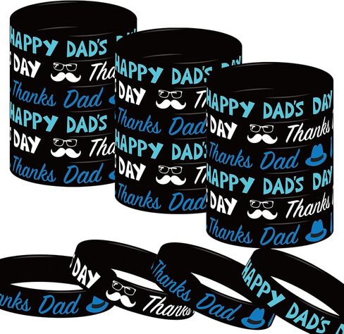 24 Pieces Happy Father's Day Rubber Wristbands,Fathers Day/Best Dad Ever Themed Birthday Party Supplies Decorations Gifts Prize Goodie Bag Favors Silicone Wristband in Saudi Arabia
