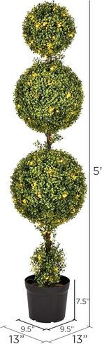Vickerman Everyday 4 أقدام طويل القامة الاصطناعي المضاء مسبقًا من خشب البقس توبياري شجرة الكرة الثلاثية - مقاومة للأشعة فوق البنفسجية في الأماكن المغلقة في الهواء الطلق - بوعاء أخضر طبيعي - ديكور منزلي للفناء الصناعي in Saudi Arabia
