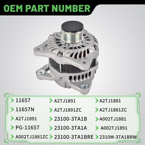 110A Alternator 12V Compatible with Nissan Altima 2.5L 2013-2018 (Sense, SL, SV, SR, Advance), Replaces PG-11657 23100-3TA1A 23100-3TA1B 11657N in Saudi Arabia
