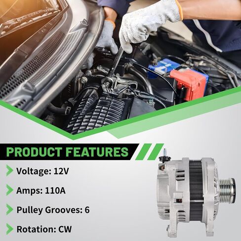 110A Alternator 12V Compatible with Nissan Altima 2.5L 2013-2018 (Sense, SL, SV, SR, Advance), Replaces PG-11657 23100-3TA1A 23100-3TA1B 11657N in Saudi Arabia