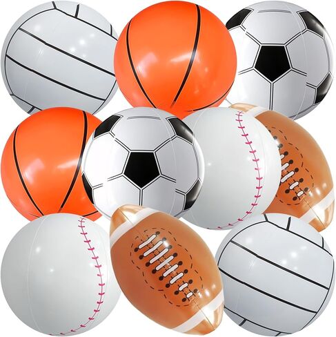 10 قطع من كرات الشاطئ الرياضية القابلة للنفخ، مقاس 40.64 سم قابلة للنفخ، كرة السلة، البيسبول، كرة القدم، الكرة الطائرة، كرات الشاطئ الصيفية لألعاب البلياردو، الحفلات الرياضية، ديكورات أعياد الميلاد، هدايا الحفلات in Kuwait