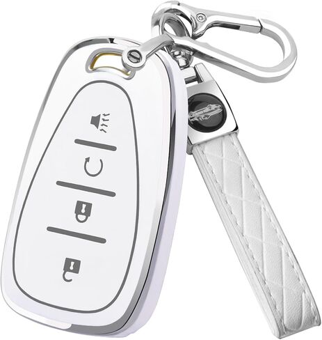 XIYANG TRADE لغطاء مفتاح Chevy Key Fob مع سلسلة مفاتيح، حافظة مفاتيح ناعمة من مادة TPU حماية كاملة لسيارة Chevy Equinox Sonic Spark Traverse Trailblazer Trax Malibu Camaro Cruze Blazer 4 أزرار (وردي) in Kuwait