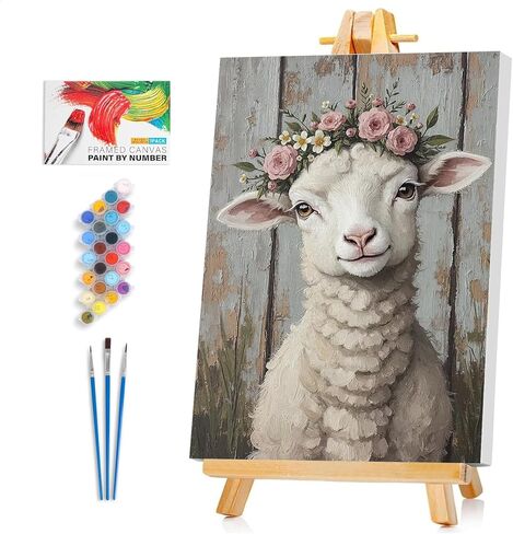 Framed Paint by Numbers Kit for Adults Beginner & Kids Ages 8-12, Funny Cat Paint by Numbers with frame, without Easel, DIY Acrylic Number Painting for Adults Animal for Home Decor Gift 8 x 12 Inch in Saudi Arabia
