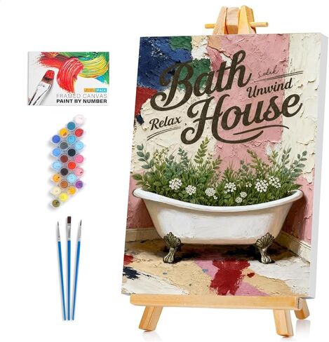 Framed Paint by Numbers Kit for Adults Beginner & Kids Ages 8-12, Funny Cat Paint by Numbers with frame, without Easel, DIY Acrylic Number Painting for Adults Animal for Home Decor Gift 8 x 12 Inch in Saudi Arabia