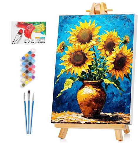 Framed Paint by Numbers Kit for Adults Beginner & Kids Ages 8-12, Funny Cat Paint by Numbers with frame, without Easel, DIY Acrylic Number Painting for Adults Animal for Home Decor Gift 8 x 12 Inch in Saudi Arabia