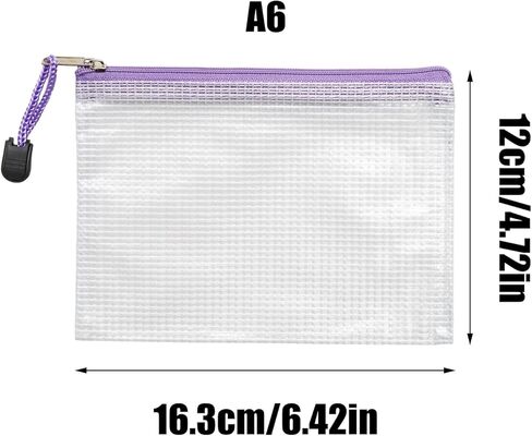 10 Pcs 10 Colors PVC Mesh Zipper Pouch, A6 Size Zipper Pouches Reusable Clear Pencil Bags, Zip File Folders for School/Office Supplies/Teachers/Organization in Saudi Arabia
