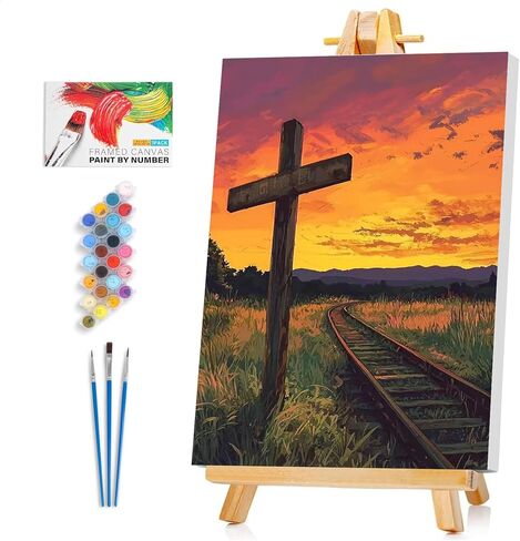 Framed Paint by Numbers Kit for Adults Beginner & Kids Ages 8-12, Funny Cat Paint by Numbers with frame, without Easel, DIY Acrylic Number Painting for Adults Animal for Home Decor Gift 8 x 12 Inch in Saudi Arabia