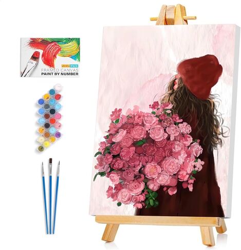 Framed Paint by Numbers Kit for Adults Beginner & Kids Ages 8-12, Funny Cat Paint by Numbers with frame, without Easel, DIY Acrylic Number Painting for Adults Animal for Home Decor Gift 8 x 12 Inch in Saudi Arabia