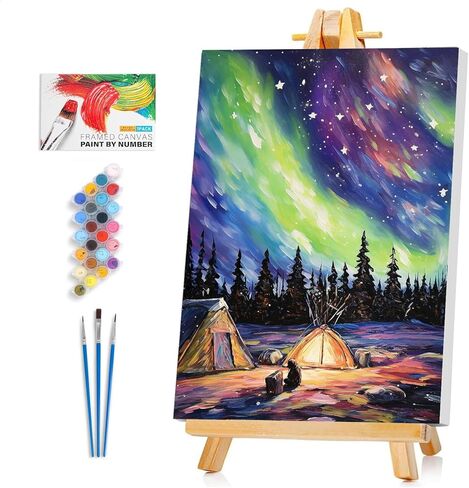 Framed Paint by Numbers Kit for Adults Beginner & Kids Ages 8-12, Funny Cat Paint by Numbers with frame, without Easel, DIY Acrylic Number Painting for Adults Animal for Home Decor Gift 8 x 12 Inch in Saudi Arabia