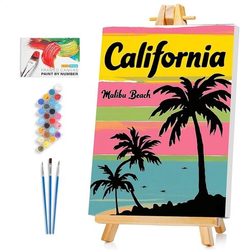 Framed Paint by Numbers Kit for Adults Beginner & Kids Ages 8-12, Funny Cat Paint by Numbers with frame, without Easel, DIY Acrylic Number Painting for Adults Animal for Home Decor Gift 8 x 12 Inch in Saudi Arabia
