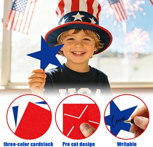 420pcs Patriotic Stars Cutouts 4th of July Cardboard Stars Cutouts Red White and Blue Decorations for Patriotic Theme Party Decor, Assorted Sizes in Kuwait