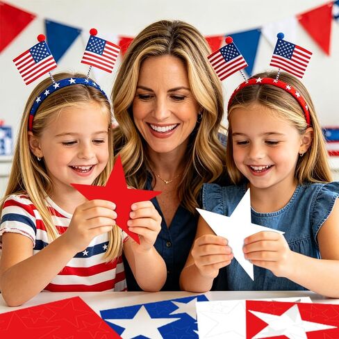 420pcs Patriotic Stars Cutouts 4th of July Cardboard Stars Cutouts Red White and Blue Decorations for Patriotic Theme Party Decor, Assorted Sizes in Kuwait