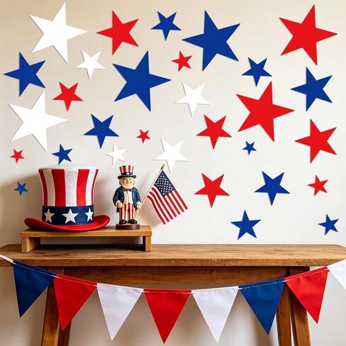 420pcs Patriotic Stars Cutouts 4th of July Cardboard Stars Cutouts Red White and Blue Decorations for Patriotic Theme Party Decor, Assorted Sizes in Kuwait