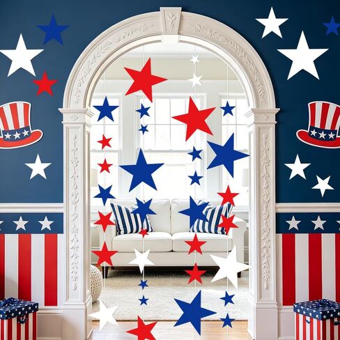 420pcs Patriotic Stars Cutouts 4th of July Cardboard Stars Cutouts Red White and Blue Decorations for Patriotic Theme Party Decor, Assorted Sizes in Kuwait