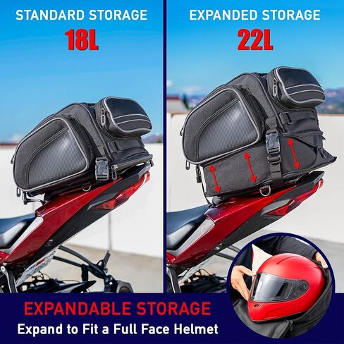 Nomad Motorcycle Tail Bag 18-22L – Expandable Waterproof Rear Seat Bag, Sissy Bar Luggage, Helmet Fits, Touring Motorcycle Bag, Cruiser, Sportster, Softail, Dyna, Dual Sport in Saudi Arabia