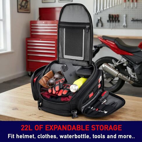 Nomad Motorcycle Tail Bag 18-22L – Expandable Waterproof Rear Seat Bag, Sissy Bar Luggage, Helmet Fits, Touring Motorcycle Bag, Cruiser, Sportster, Softail, Dyna, Dual Sport in Saudi Arabia