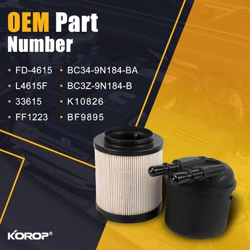 KOROP 6.7 Powerstroke fuel filter Water Separator Kit Compatible with 2011-2016 Ford F250,F350,F450,F550 Super Duty 6.7L Diesel Engine Replaces FD4615 BC3Z-9N184-B in Kuwait