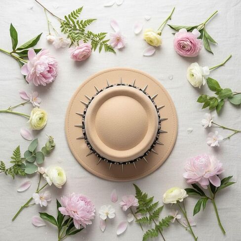 Goosebump Hat Company Wild Card Fedora Hat for Women, Studded Spike Brim, Lace Trim, Wide Brim Felt Hat in Saudi Arabia