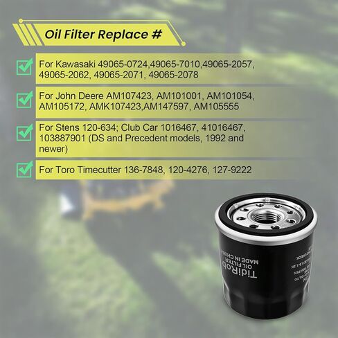 4 Pack 49065-0724 Oil Filter Replace AM107423 49065-7010 for Kawasaki FX801V FX850V FX1000V FJ180V FH381-721V FH601-770D Engines Lawn Mower in Saudi Arabia
