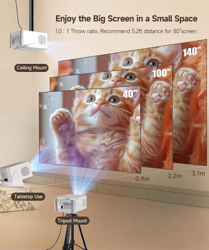 Smart Projector with 4K 8K Support, Mini Projector with Wifi6 and Bluetooth5.4, 600 ANSI, Auto Focus & Obstacle Avoidance 1080P Portable Movie Proyector for Home Outdoor, Magcubic HY350Max in Saudi Arabia