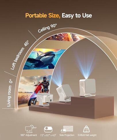 Smart Projector with 4K 8K Support, Mini Projector with Wifi6 and Bluetooth5.4, 600 ANSI, Auto Focus & Obstacle Avoidance 1080P Portable Movie Proyector for Home Outdoor, Magcubic HY350Max in Saudi Arabia