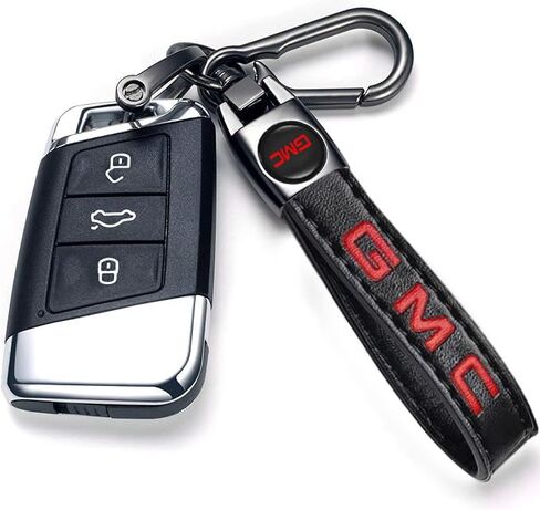 Leather Car Keychain Universal Fit for GMC Sierra Denali Canyon Terrain Yukon Jimmy Acadia Accessories Key Chain for Men and Women Key Ring 1013 Black in Saudi Arabia