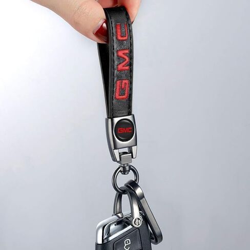 Leather Car Keychain Universal Fit for GMC Sierra Denali Canyon Terrain Yukon Jimmy Acadia Accessories Key Chain for Men and Women Key Ring 1013 Black in Saudi Arabia