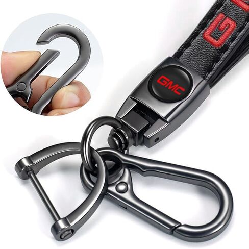 Leather Car Keychain Universal Fit for GMC Sierra Denali Canyon Terrain Yukon Jimmy Acadia Accessories Key Chain for Men and Women Key Ring 1013 Black in Saudi Arabia