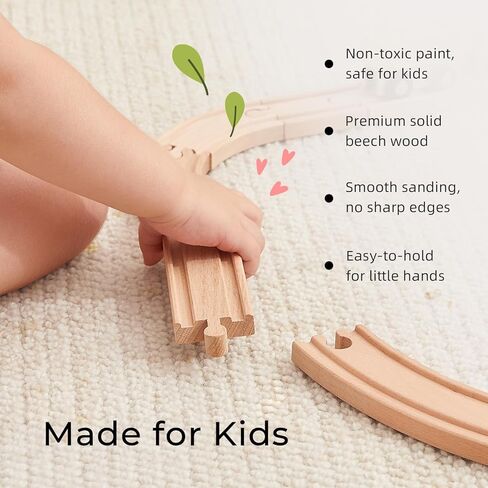 OOOK Multi-Scenario Wooden Train Set,All Wood Accessories Train Set for Toddlers 3 Years Old, Multi-Scenario Train Toy for 3 4 5 Years Old Girls & Boys in Saudi Arabia
