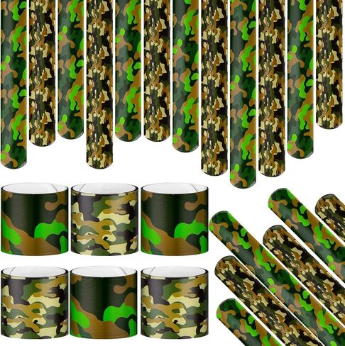 Hungdao 24 Pcs Camo Slap Bracelets for Kids Assorted Army Slap Bracelets Green Camouflage Military Wristbands for Kids Adult Army Party Birthday Favors Decorations Supplies in Kuwait