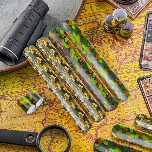Hungdao 24 Pcs Camo Slap Bracelets for Kids Assorted Army Slap Bracelets Green Camouflage Military Wristbands for Kids Adult Army Party Birthday Favors Decorations Supplies in Kuwait