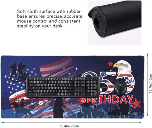 Large Desk Mat, America 250th Birthday Design, Non-Slip Rubber Base, Extended Mouse Pad for Gaming and Office in Saudi Arabia