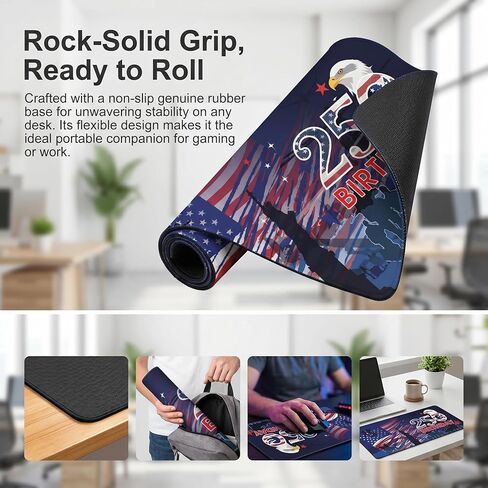 Large Desk Mat, America 250th Birthday Design, Non-Slip Rubber Base, Extended Mouse Pad for Gaming and Office in Saudi Arabia