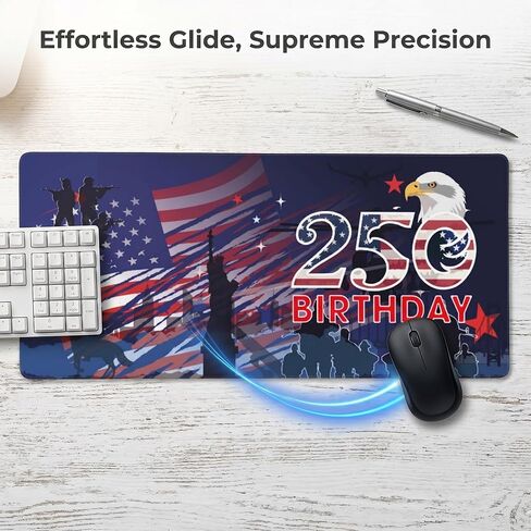 Large Desk Mat, America 250th Birthday Design, Non-Slip Rubber Base, Extended Mouse Pad for Gaming and Office in Saudi Arabia