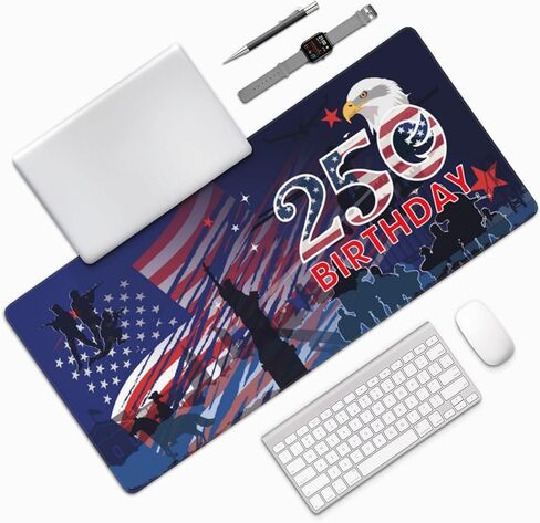 Large Desk Mat, America 250th Birthday Design, Non-Slip Rubber Base, Extended Mouse Pad for Gaming and Office in Saudi Arabia