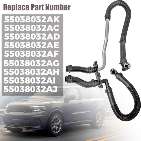 مجموعة خرطوم سخان 55038032AK متوافقة مع Jeep Grand Cherokee 5.7L V8 2011-2017، متوافقة مع Dodge Durango 2011-2014، استبدال خرطوم السخان الأساسي 55038032AE in Kuwait