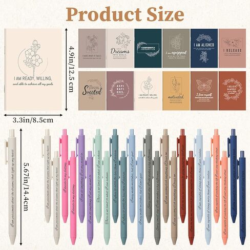 24 Set/48 Pcs Positive Affirmation Gifts Set Mini Notebooks Bulk With Positive Motivational Pens Keychain Organza Bags Encouragement Motivational Inspirational Gifts Bulk For Women Stress Relief Self Care in Kuwait