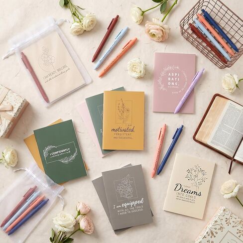 24 Set/48 Pcs Positive Affirmation Gifts Set Mini Notebooks Bulk With Positive Motivational Pens Keychain Organza Bags Encouragement Motivational Inspirational Gifts Bulk For Women Stress Relief Self Care in Kuwait