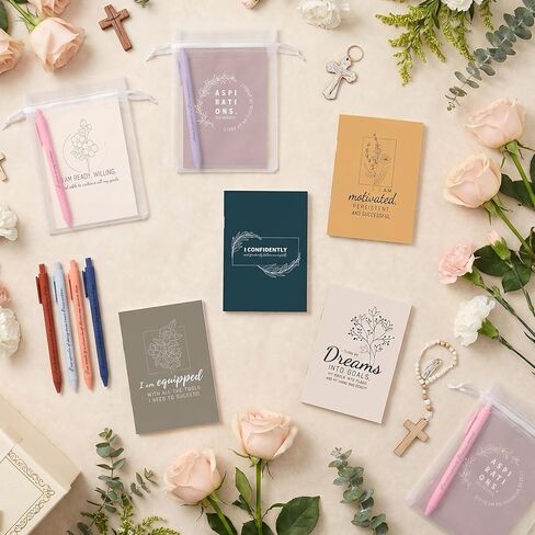 24 Set/48 Pcs Positive Affirmation Gifts Set Mini Notebooks Bulk With Positive Motivational Pens Keychain Organza Bags Encouragement Motivational Inspirational Gifts Bulk For Women Stress Relief Self Care in Kuwait