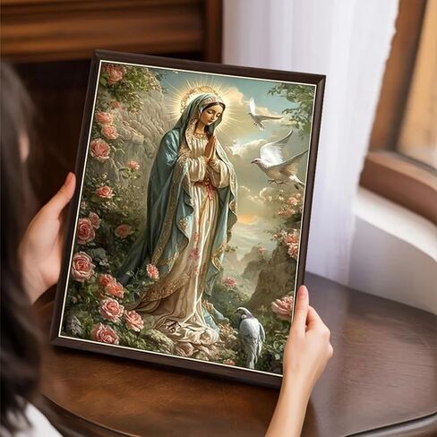 مجموعات الفن مريم العذراء الماس للبالغين، 5D DIY مجموعات الرسم الماس الدينية للمبتدئين، المسيح الماس النقاط الحفر الكامل الحرف لفن الأحجار الكريمة للكبار ديكور جدار المنزل للمراهقين الفتيان الفتيات 12x16 بوصة in Kuwait
