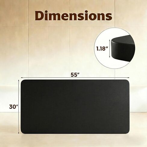Marsail Whole Table Top, 55" x 30" Inch One-Piece Standing Desk Top, 6" Extra Wide,1.18" Thick Rectangular Black Wood Board for Height Adjustable Desk & Home Office in Saudi Arabia